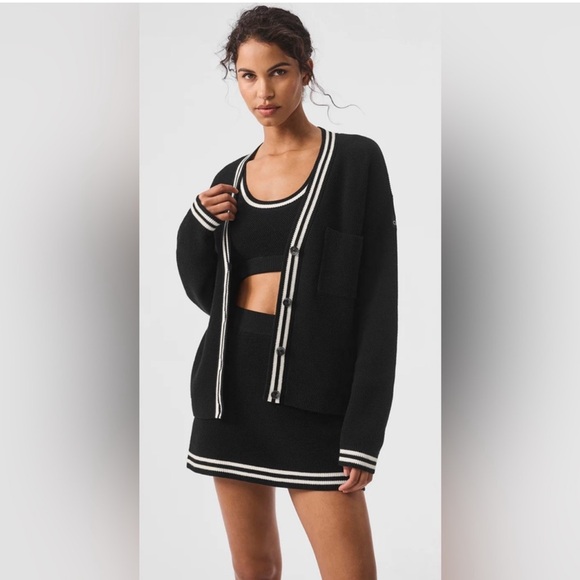 ALO Yoga Sweaters - ❌SOLD❌Alo Yoga Tennis Club Sweater Knit Cardigan in Black/Ivory New with Tags!